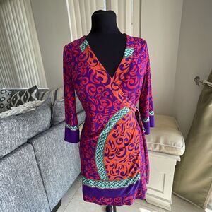 Vintage Y2K Rubber Ducky Productions Boho Stretchy Wrap Mini Dress Size S